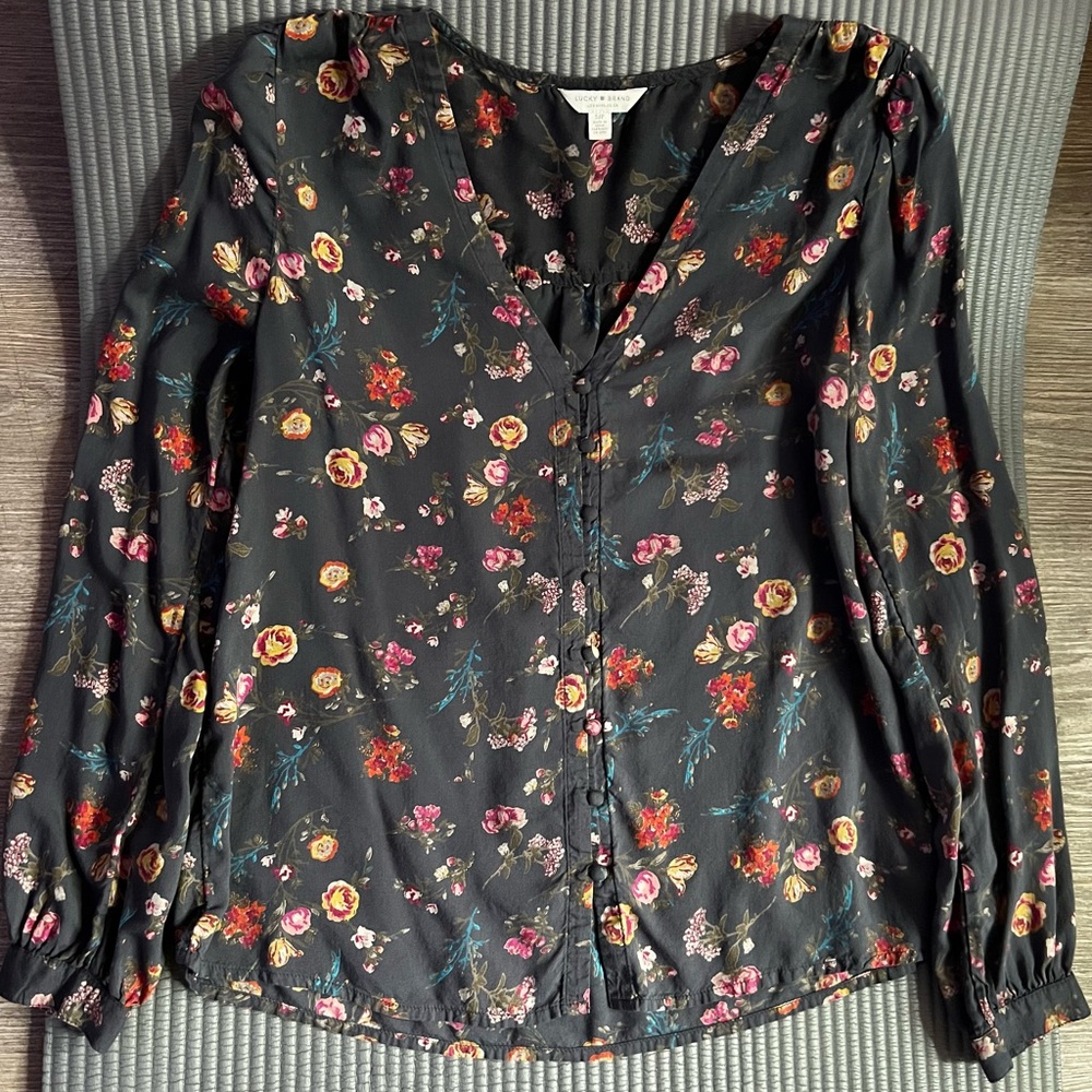 Lucky Brand Floral Blouse Sz S